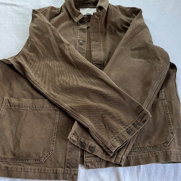 Beige Oversized Denim Jacket Unisex XL + Matching Shorts - Picture 9 of 13